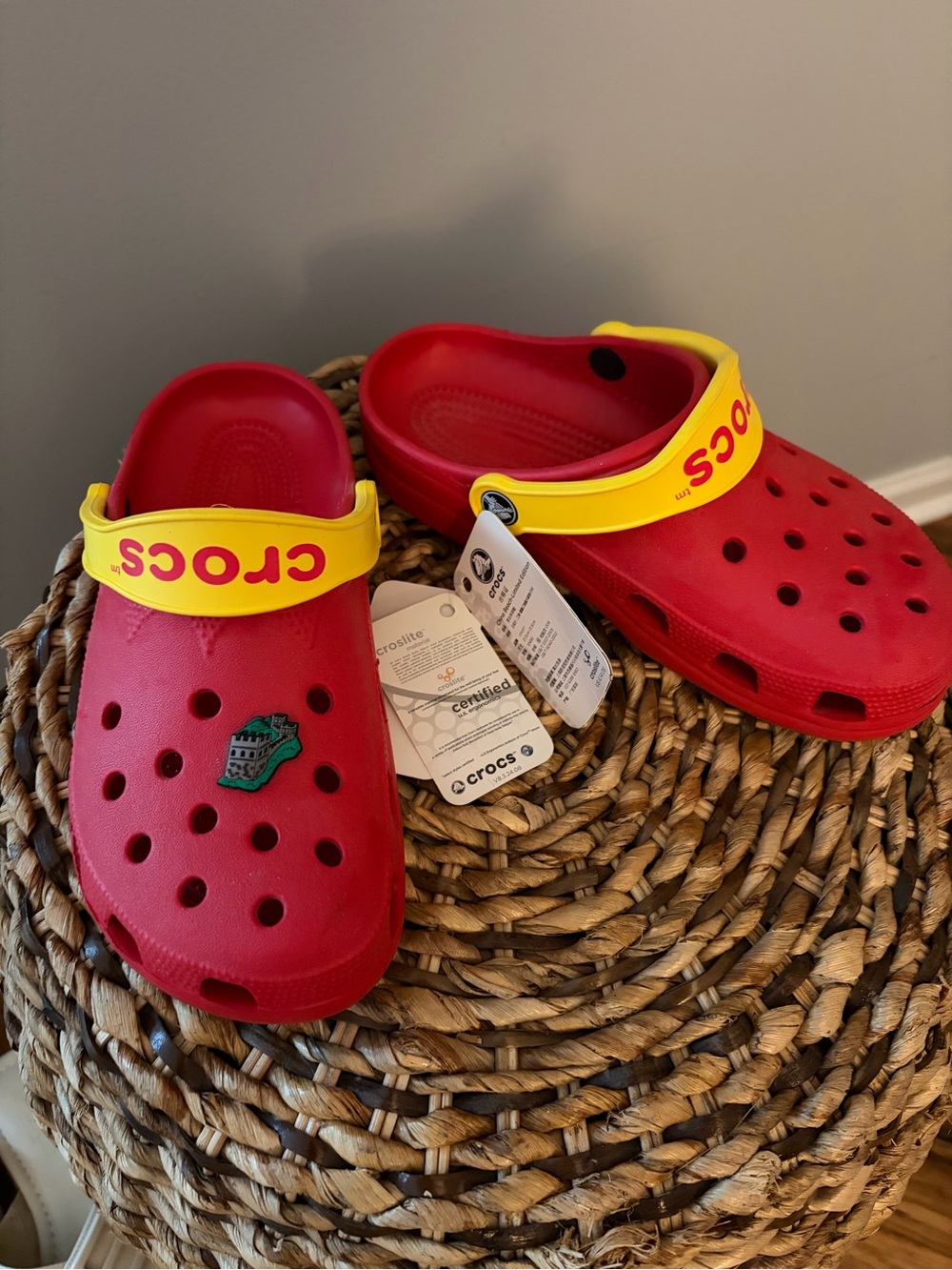 CROCS Clog in Red with Yellow Heel Strap
China Beach Limited Edition
Size SM